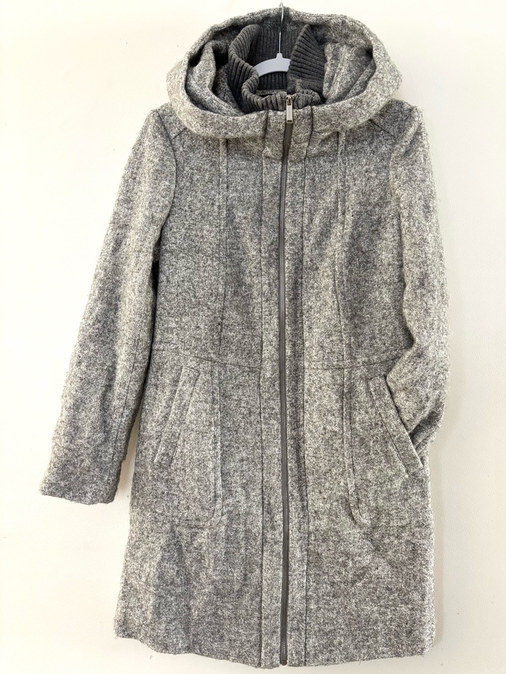 London Fog Gray Hooded Wool-Blend Trench Coat - size S
